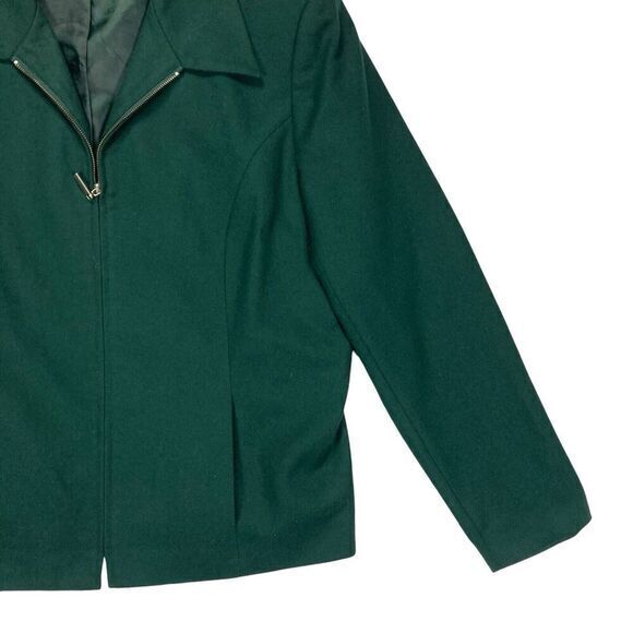Sag Harbor Front Zip Blazer Womens Sz 18 Green Wool Classic Preppy Career Jacket - Picture 4 of 16